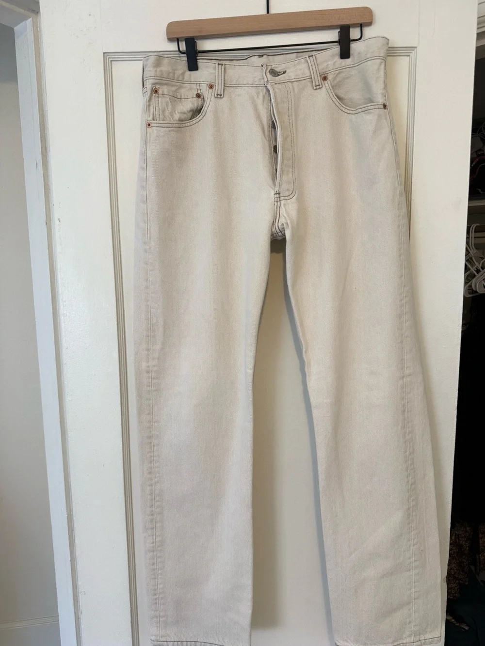 Vintage 1997 Levi’s 501-0612 Made in USA Texas classic cream straight leg 36x34